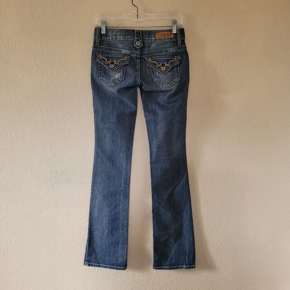 Vintage GUESS Daredevil Jeans Womens 23 Ultra Low Rise Distressed Bootcut Y2K